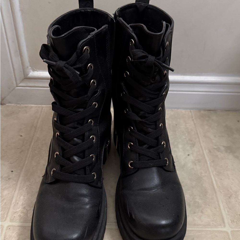 Guess Black Combat Lace-Up Boots